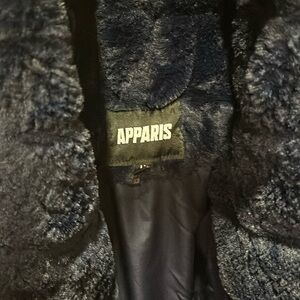 Navy Blue Faux Fur Coat